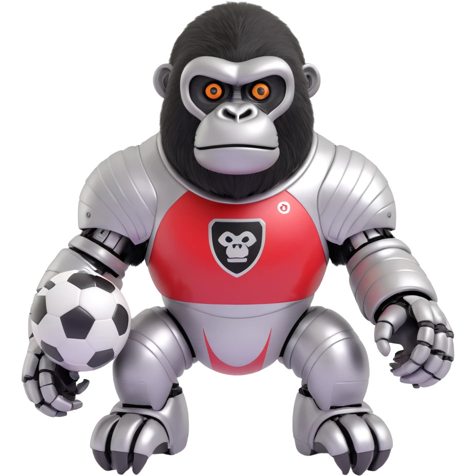 robot gorilla with shiny metal texture, simple face, wearing a Feyenoord football shirt emoji