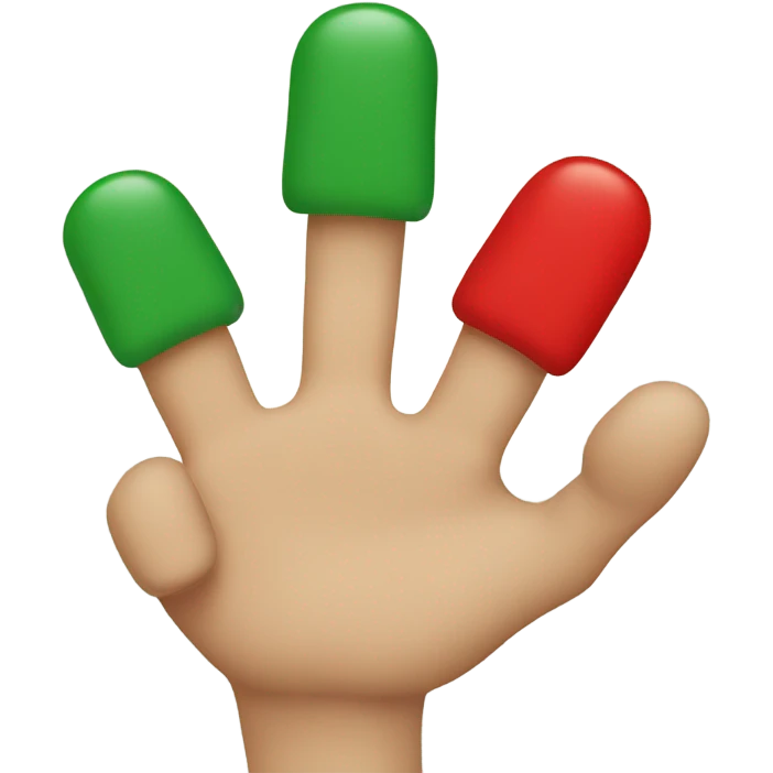 A green and red finger emoji