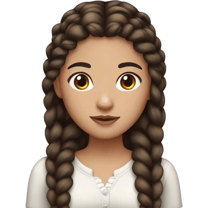 Girl with long dark brown hair french braids with brown eyes fat lips  emoji