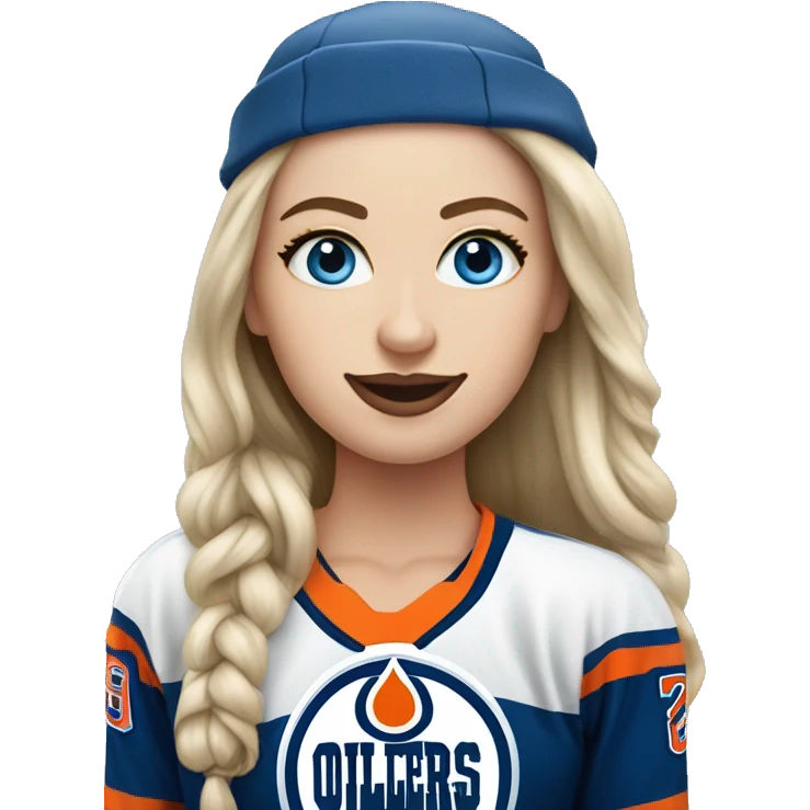 Edmonton oilers nhl blue eyes female fan emoji