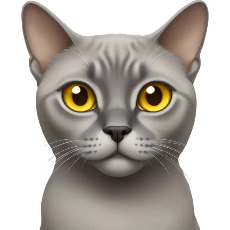 gray Burmese cat with yellow eyes emoji