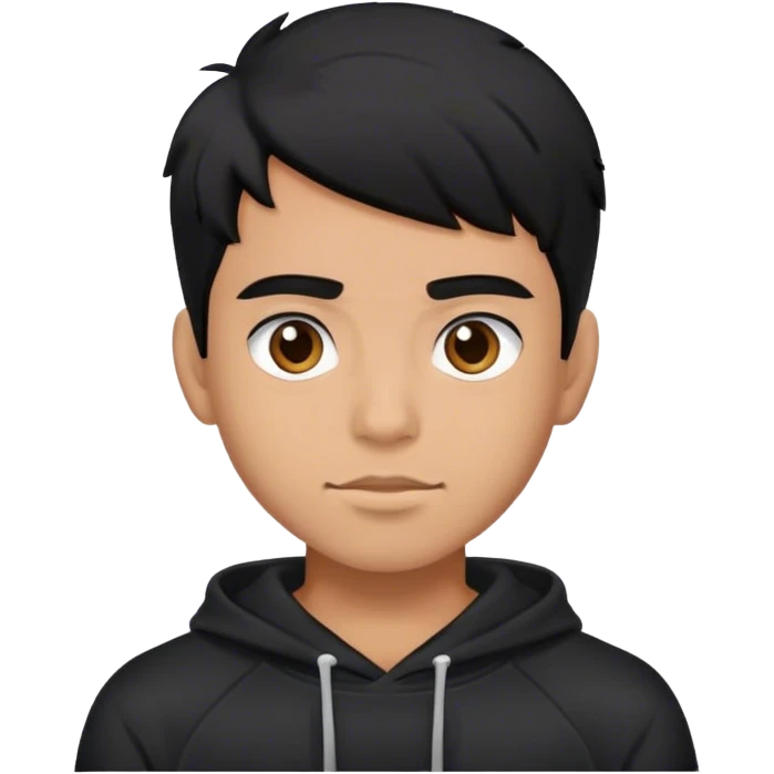 Young Latino male, black hair, wearing a black sweatshirt emoji