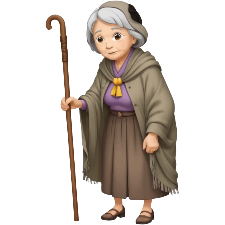 Old lady standing hunched over a cane emoji
