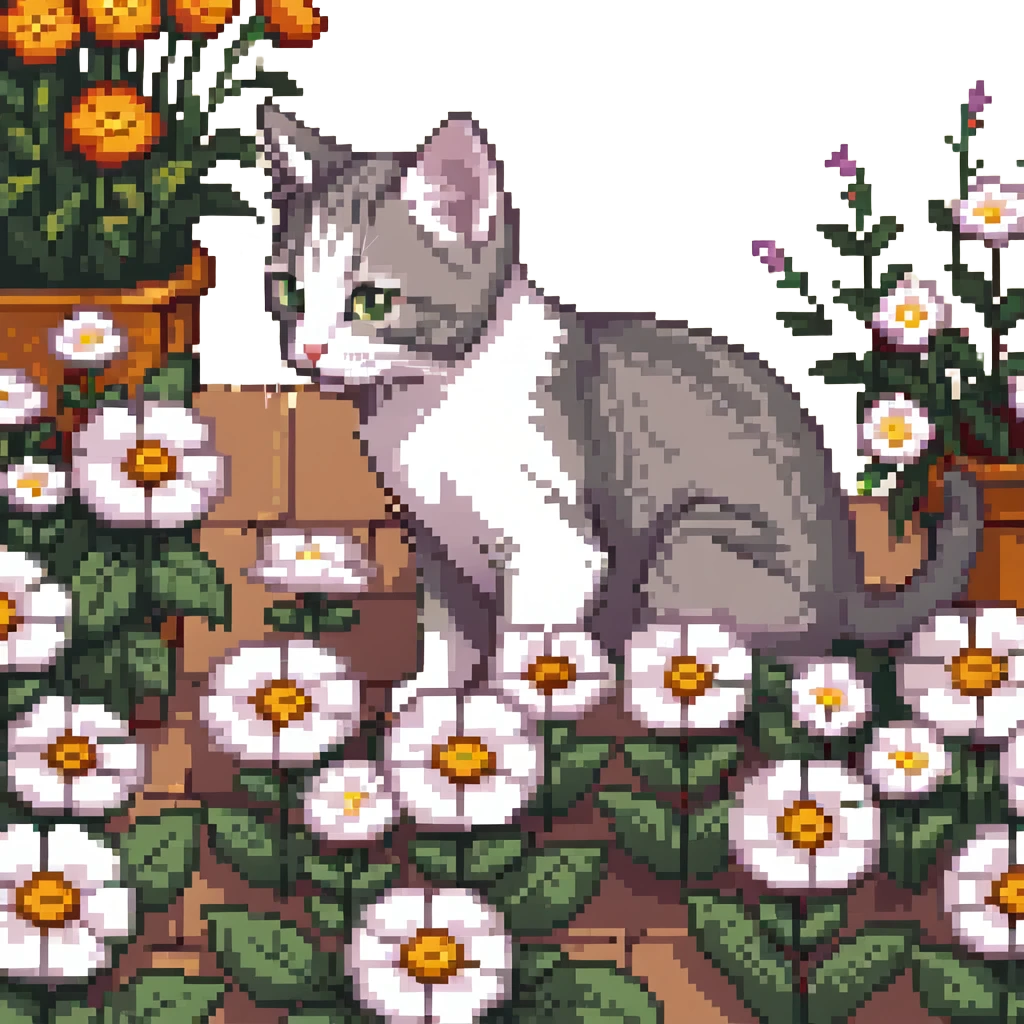 Kitten smells flowers emoji
