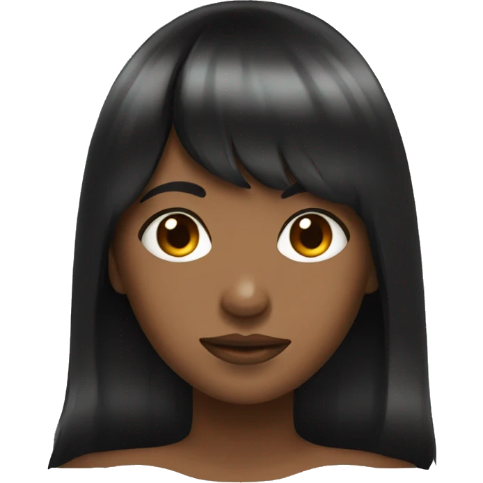 Black hair girl with bangs mad emoji