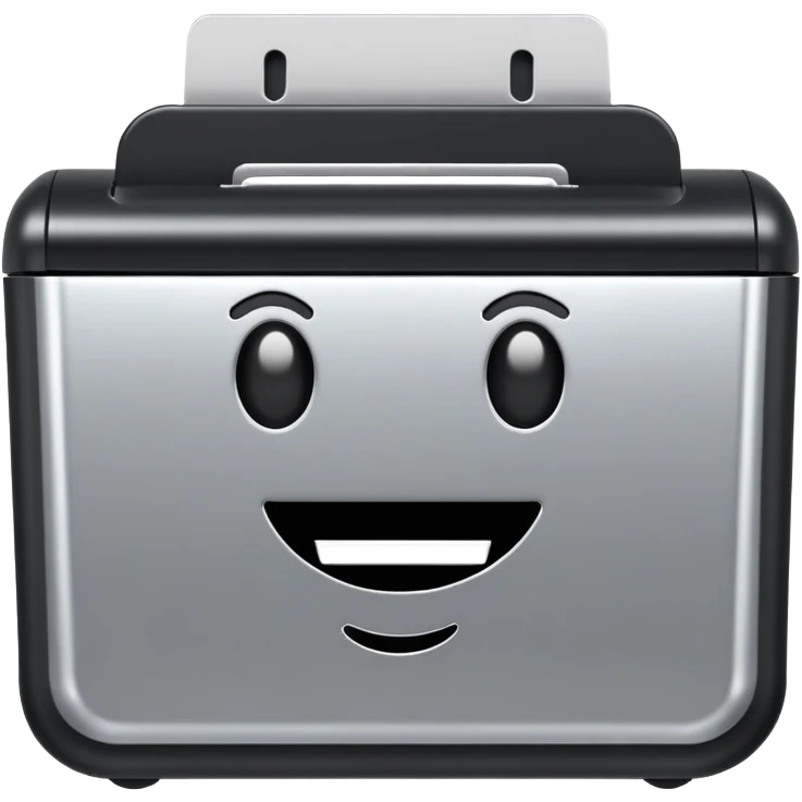 cute cartoon paper shredder with face emoji
