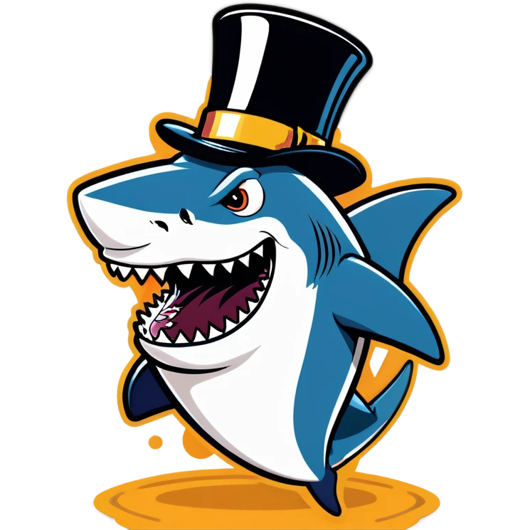 Shark with a top hat at the Super Bowl for American football emoji