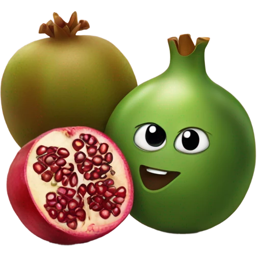 one kiwi and one pomegranate close to each other emoji