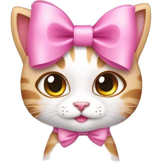 pretty pink bow on cat cartoon style emoji