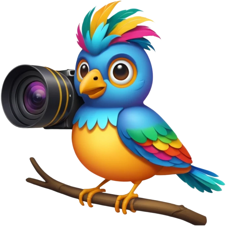 cool looking bird with a camera emoji
