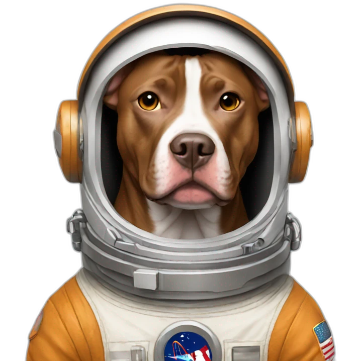 brown Pitbull dog wearing an astronaut suit. emoji