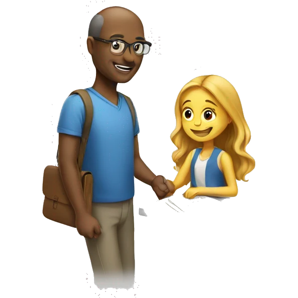 Man helping daughter succeed in math  emoji