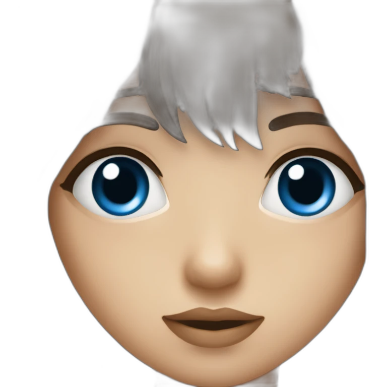 Fille aux yeux bleu brune avec une frange emoji