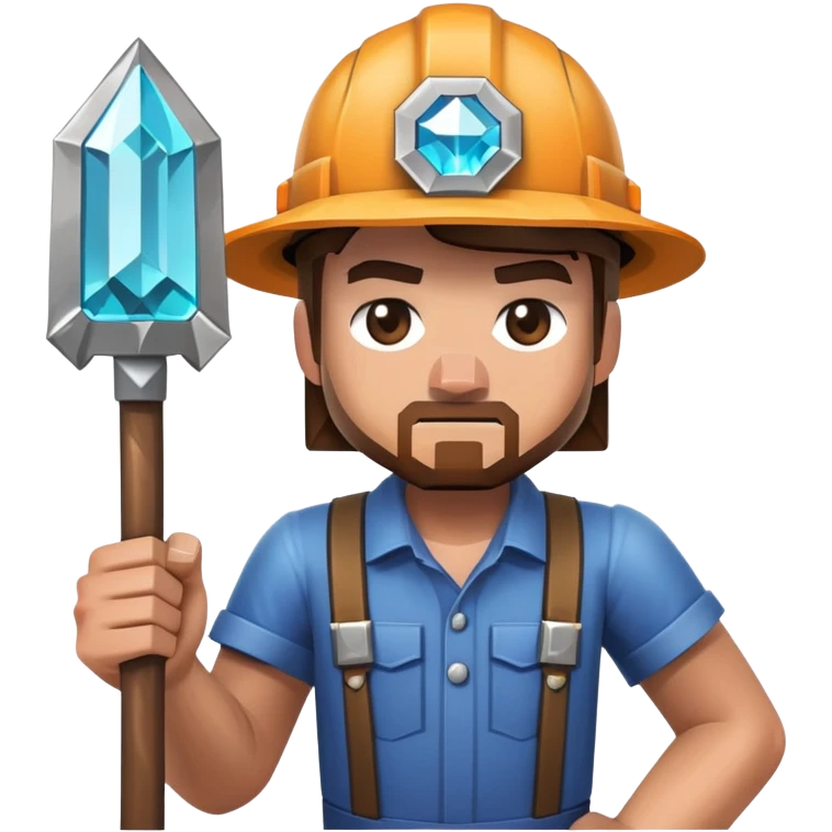 Minecraft miner holding a diamond pickaxe emoji
