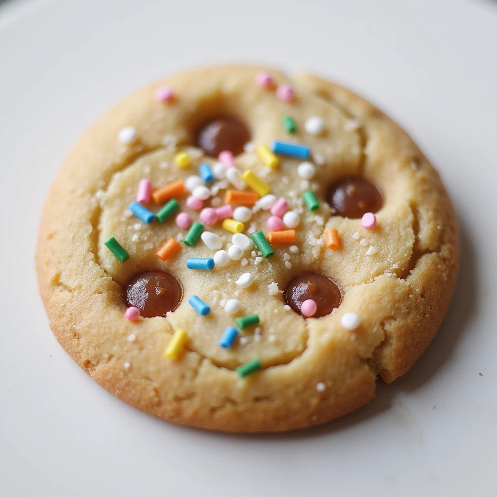 realistic sugar cookie with sprinkles, photorealistic style emoji