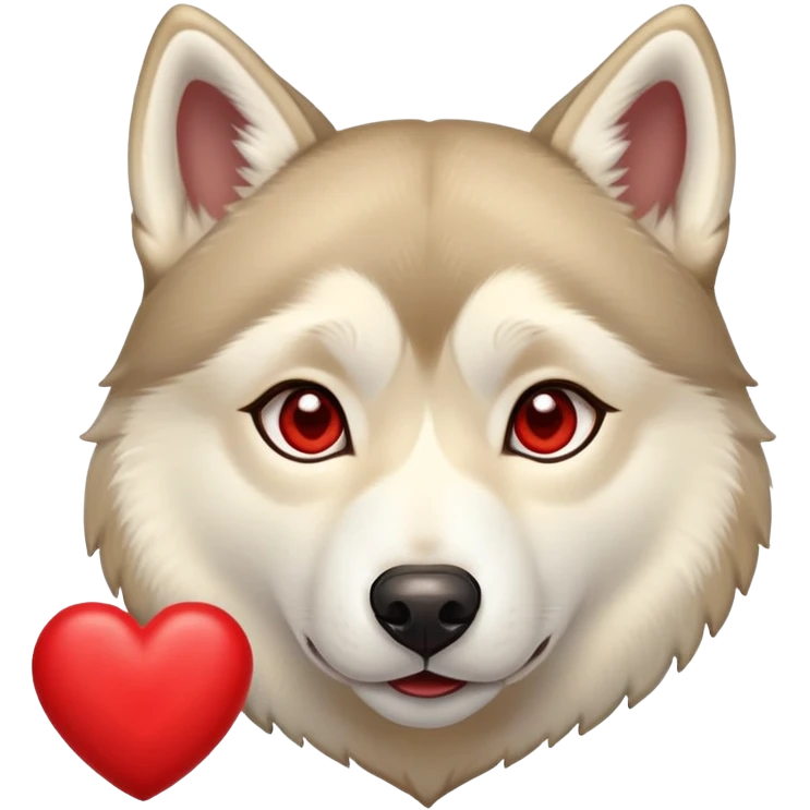 Husky, beige doré Avec plein de cœur rouge autour de sa tête emoji