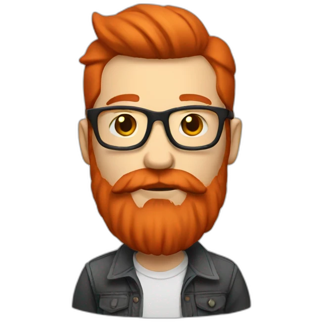 white hipster with large red beard emoji