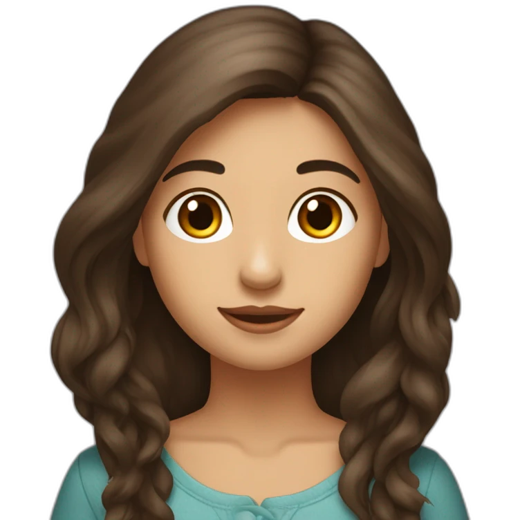 Une fille brune aux cheveux détachés avec loutre emoji