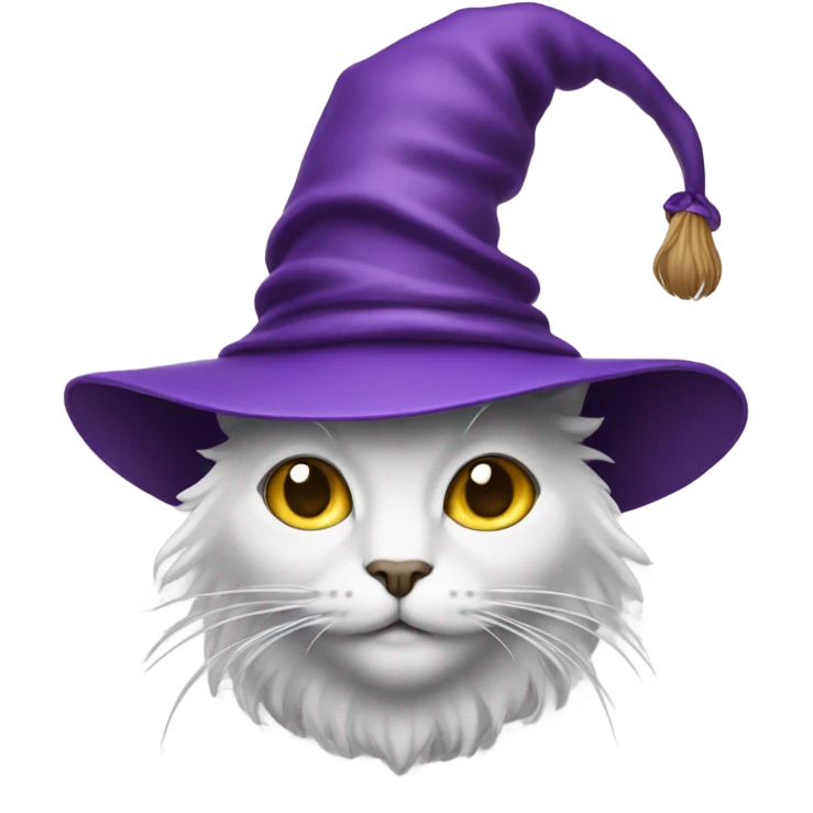 Wizard with a purple hat a cat emoji