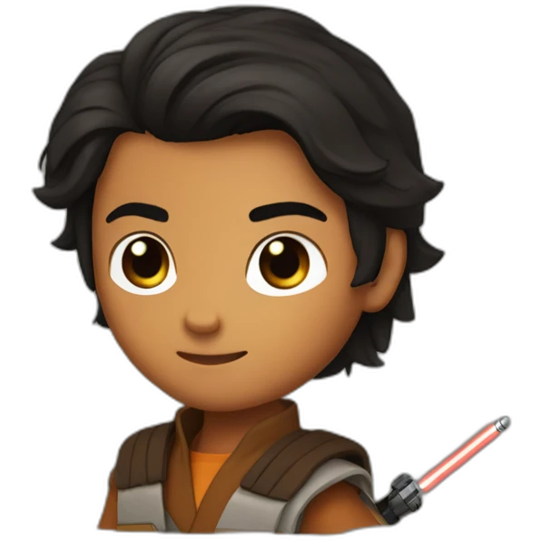 Ezra bridger long hair with lightsaber emoji