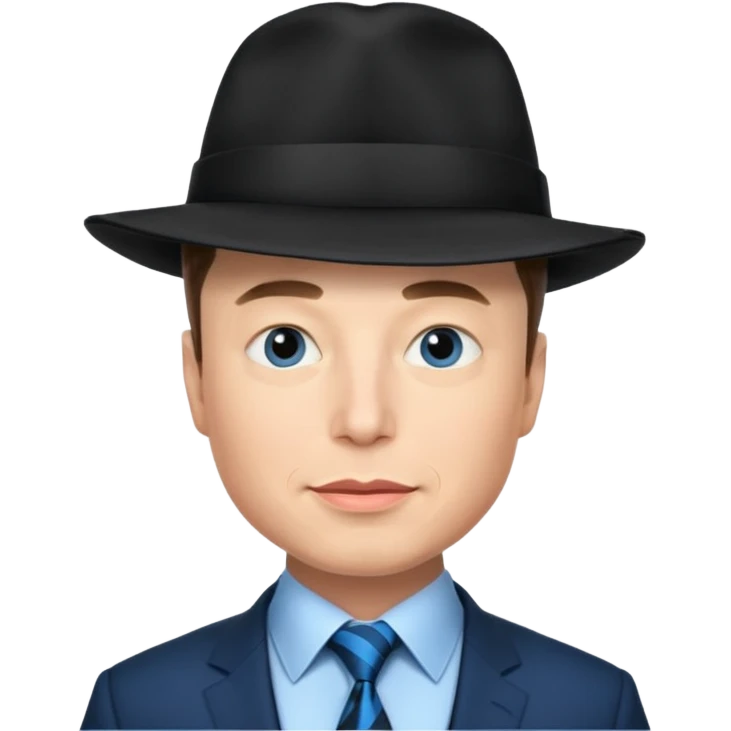 elon musk wearing Blue Neckties and black Hats emoji