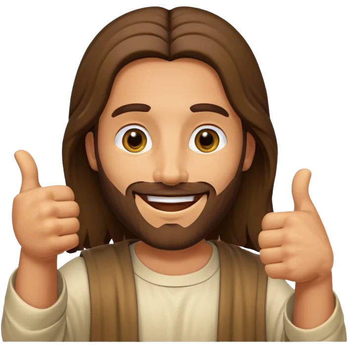 Jesus with a big grin giving a thumbs up emoji