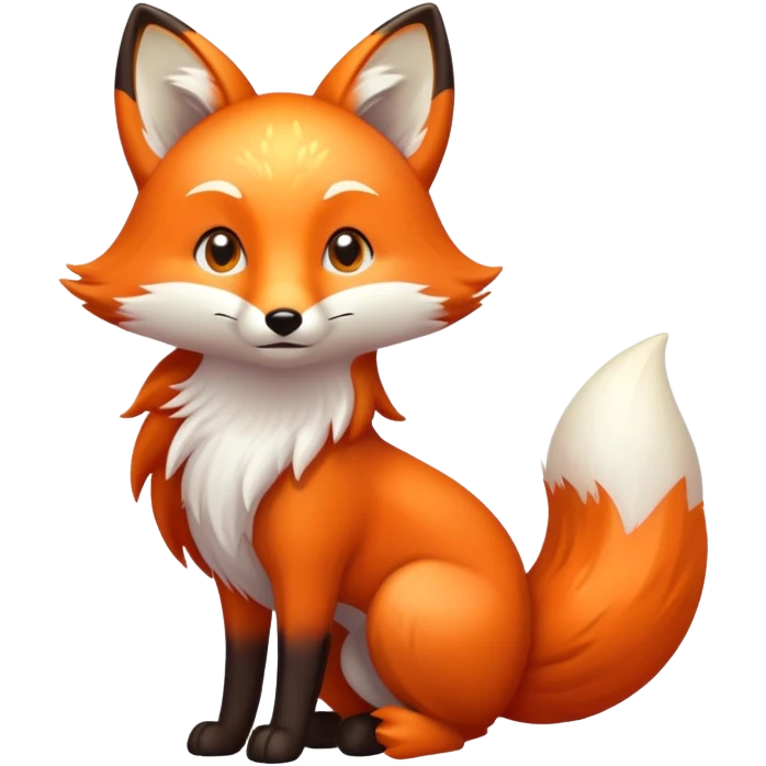 Mystical fox with three glowing tails and starry eyes emoji
