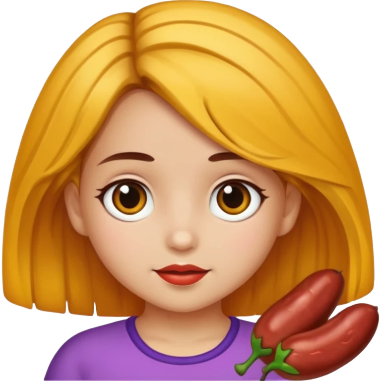 Una niña con piel de color carne y medio morena y medio morena de pelo emoji