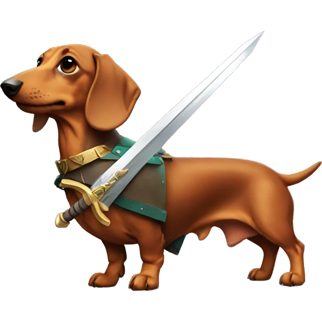 Dachshund with a Zelda sword  emoji