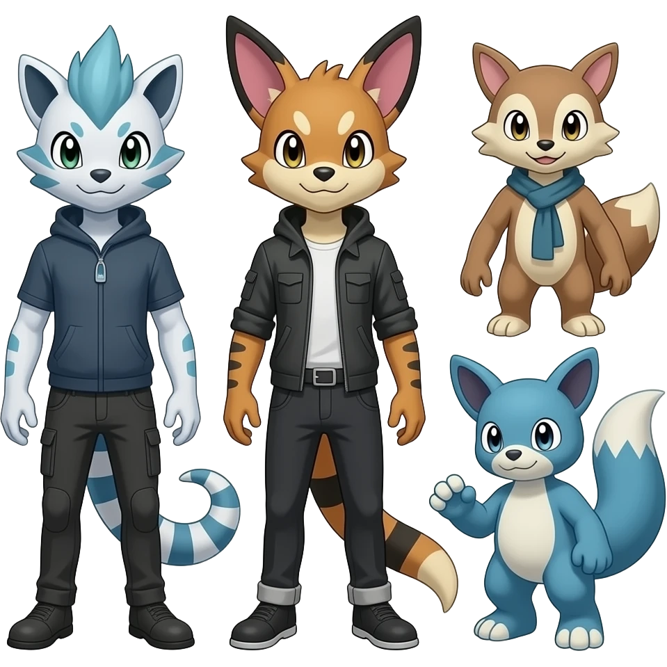 Cool Edgy Nargacuga-Absol-Zangoose-Sneasel-Quilava with a collar on, full body emoji