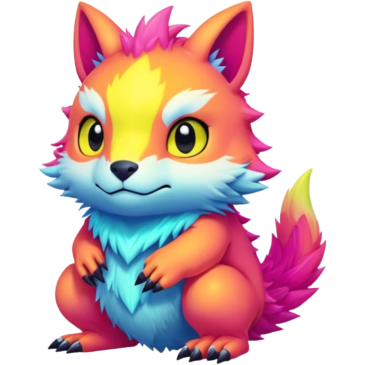  lush warm-colored neon-colored Digimon-Fionbri-creature emoji