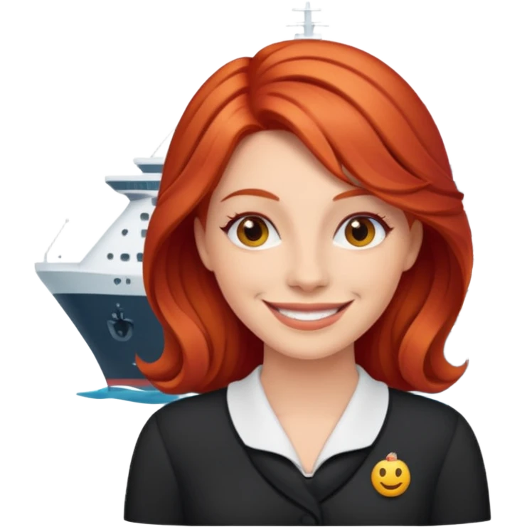 cruise emoji with a red headed woman emoji