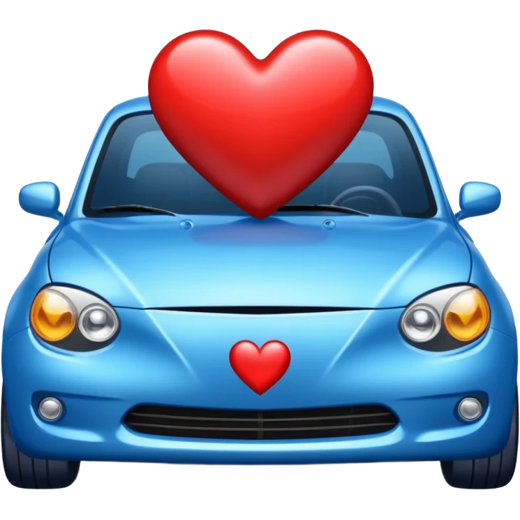 Blue car with heart emoji