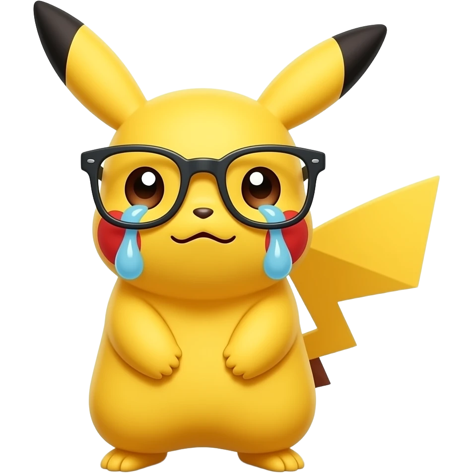 crying  pikachu with glasses emoji