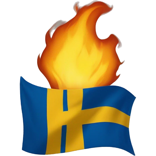 Swedish flag on fire emoji