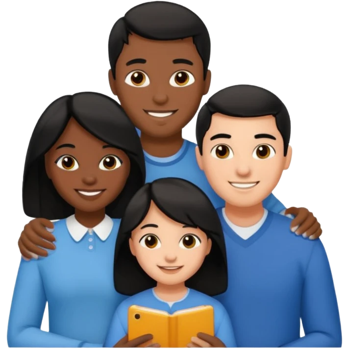 Couple of married man and woman with one kid teenager on the middle with black hair emoji