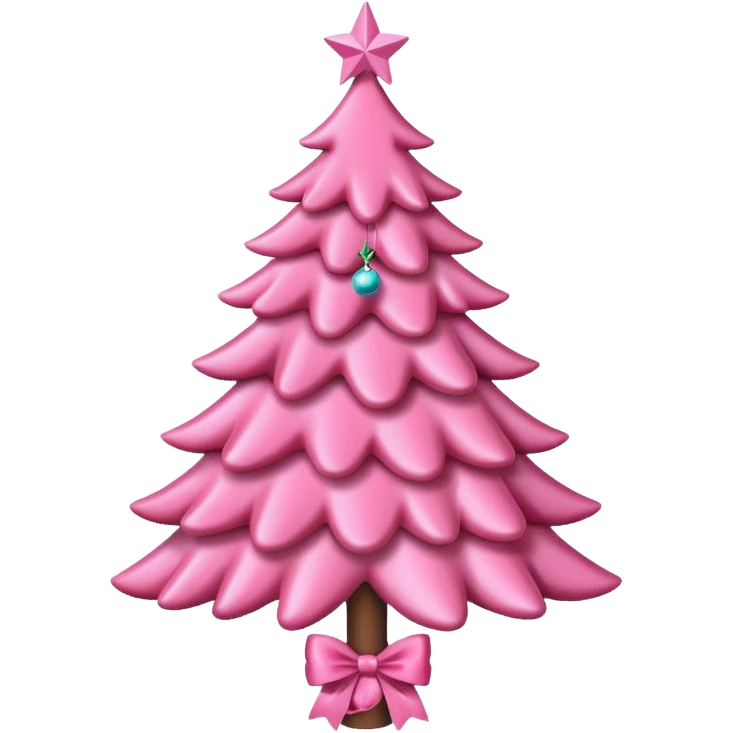 pink christmas tree with pink bow and pink ornaments emoji