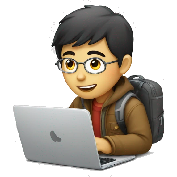 Graphic Designer asian boy with laptop emoji