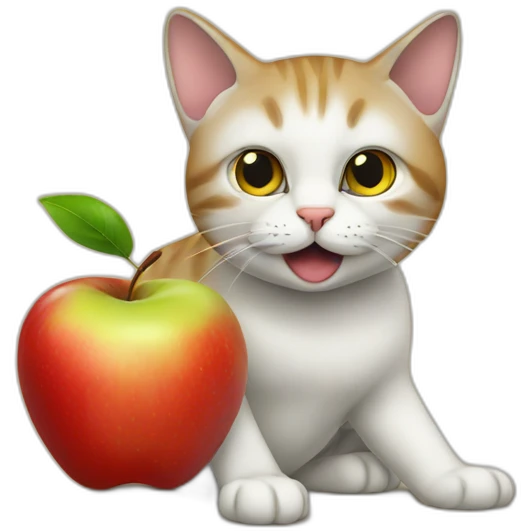 Cat eatin apple in sudan emoji