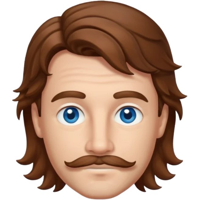 Benson Boone (b.2002) blue eyes, brown wavy hair and thin mustache emoji