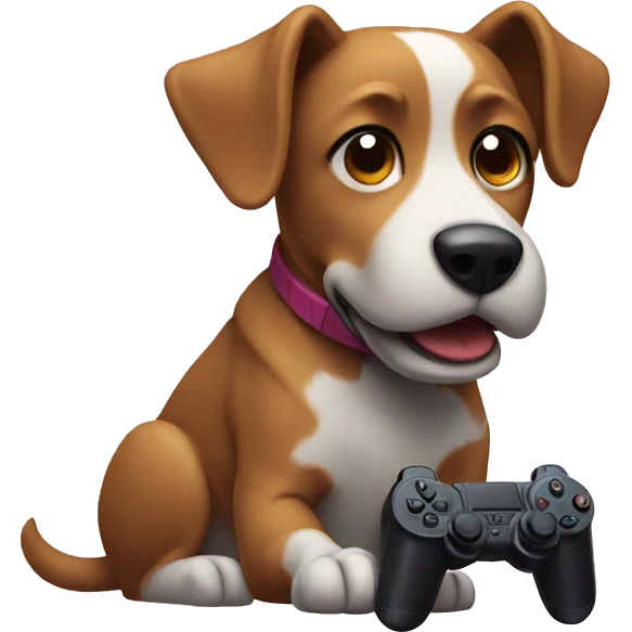 Dog playing playstation emoji