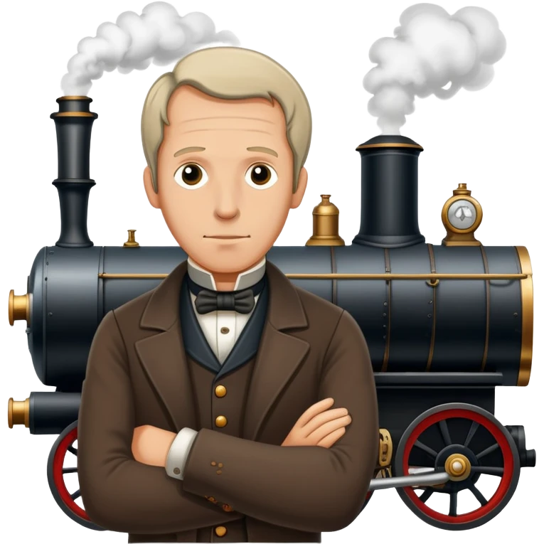 Richard Trevithick with a steam engine emoji