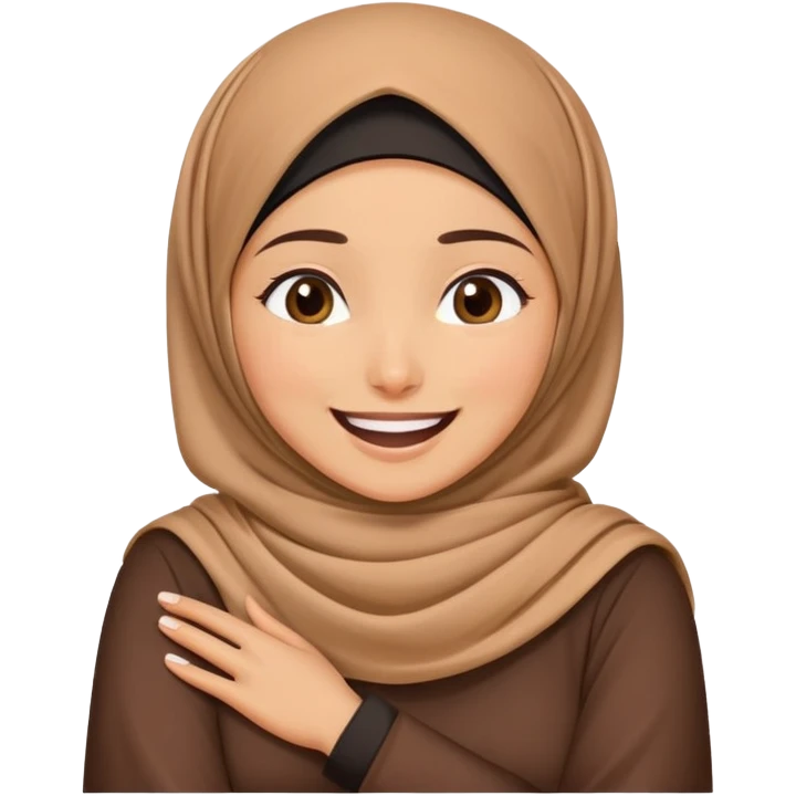 Hijabi crossing arms on neck and laughing  emoji