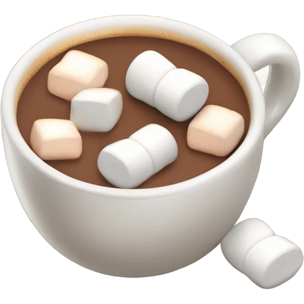 Light brown mug of hot chocolate with marshmallows  emoji