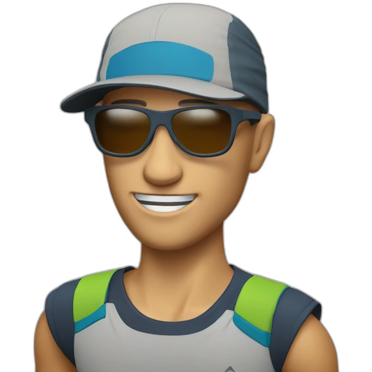 trail runner with cap a light Running Vest and a pair of sunglasses emoji