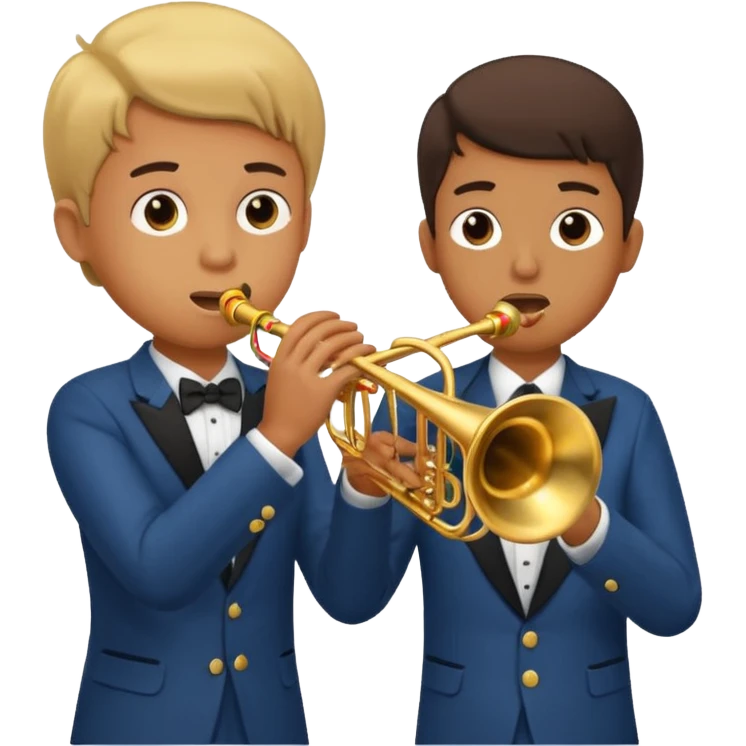 Boy with trumpet aruguing with boy with trombone emoji