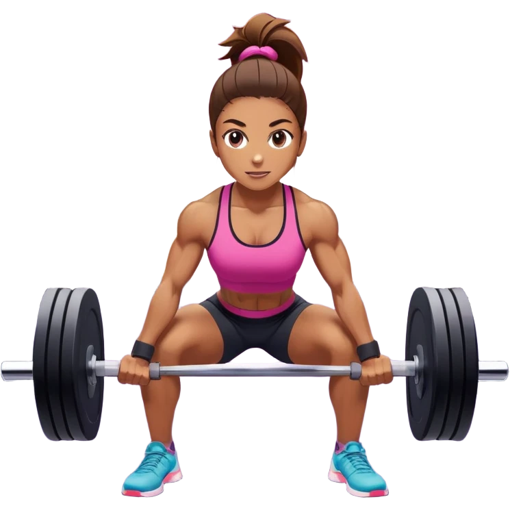 A person lifting weights in a well-equipped gym, focused and determined. The scene highlights muscle definition and strength, with exercise equipment like dumbbells and kettlebells nearby. The background is energetic, with bright lights and motivating colors, showcasing dedication and power. emoji