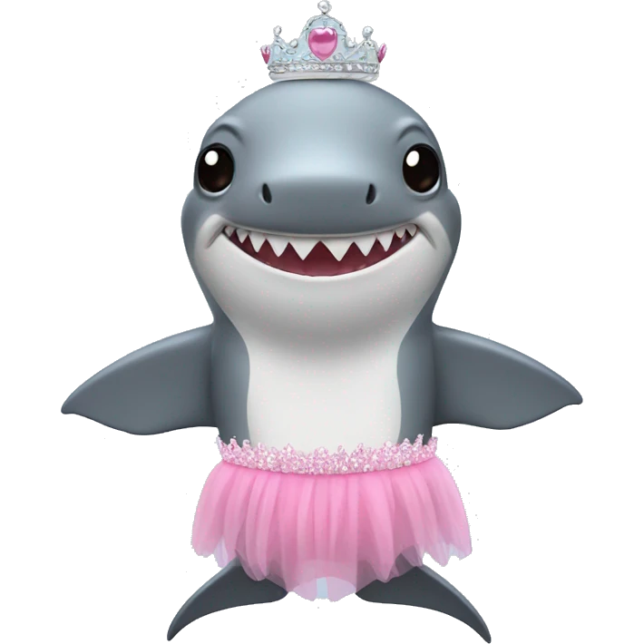 Shark with a pink tutu and tiara  emoji