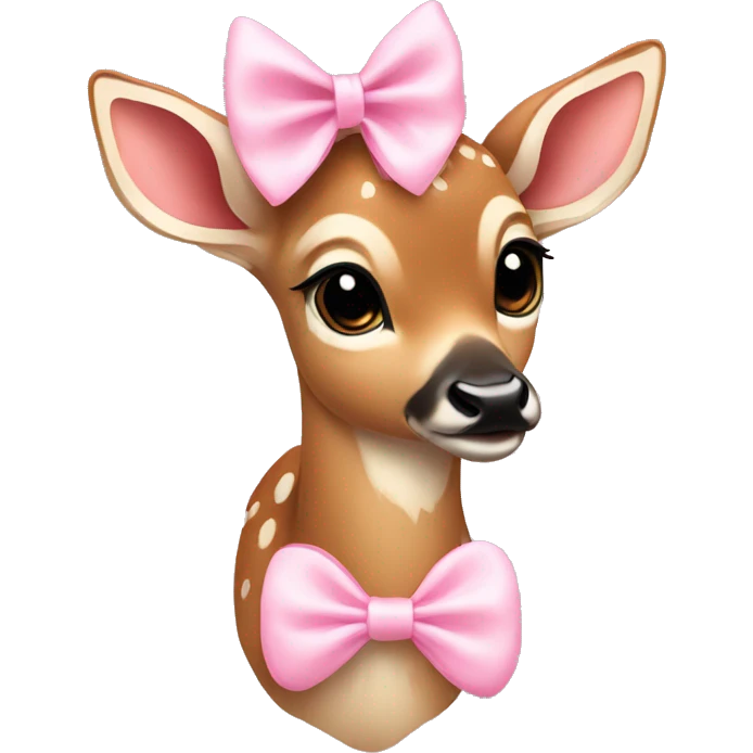 Fawn with a baby pink bow emoji