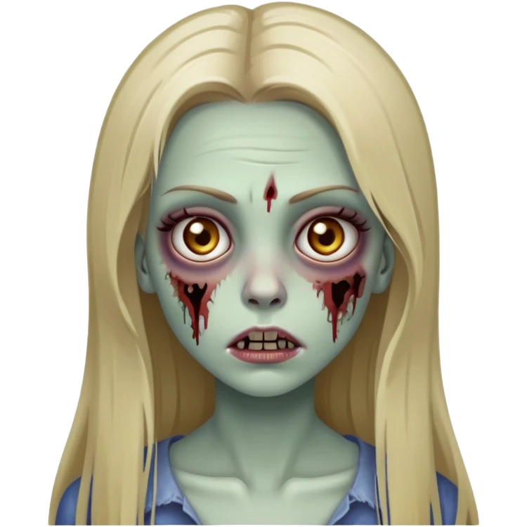 zombie girl with long straight dark blonde hair and beautiful eyelashes emoji